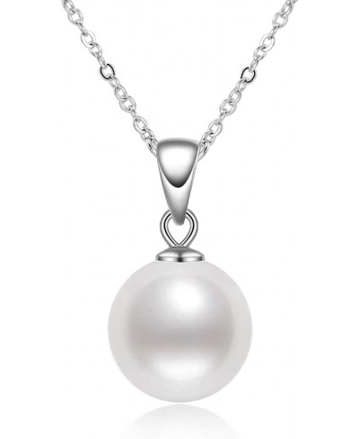 Freshwater Pearl Necklace Single Pearl Drop Pendant Necklace for Women Christmas Gift with Silver 18" Chain(Siz - 9-10mm) $31...