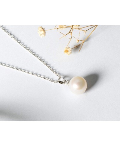 Freshwater Pearl Necklace Single Pearl Drop Pendant Necklace for Women Christmas Gift with Silver 18" Chain(Siz - 9-10mm) $31...