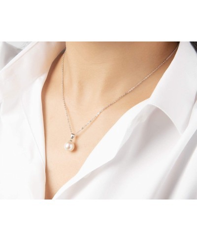 Freshwater Pearl Necklace Single Pearl Drop Pendant Necklace for Women Christmas Gift with Silver 18" Chain(Siz - 9-10mm) $31...