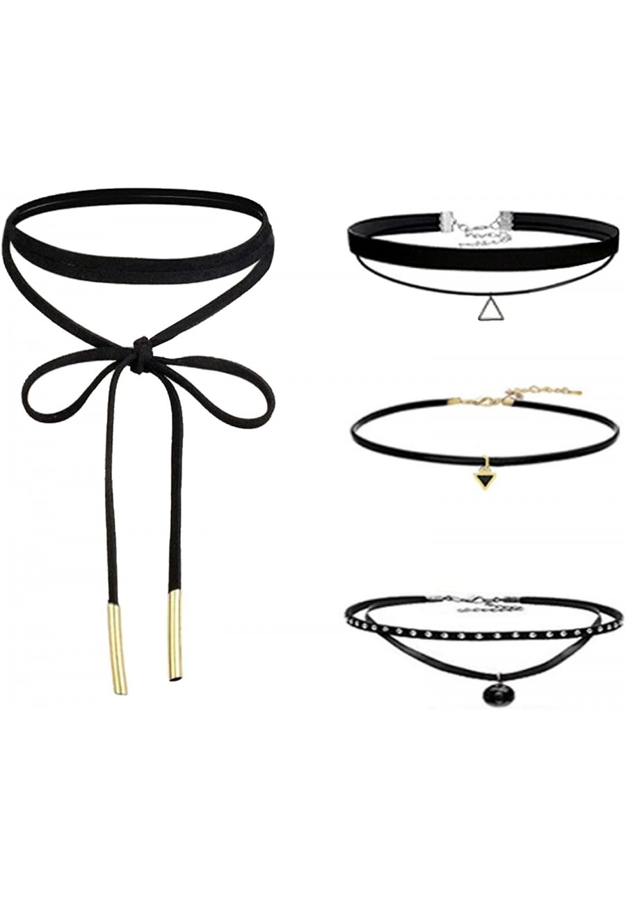 Velvet Choker Necklace Set For Women Gothic Tattoo Lace Black Chokers 4 PCS $14.02 Chokers