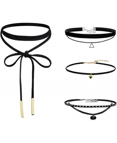 Velvet Choker Necklace Set For Women Gothic Tattoo Lace Black Chokers 4 PCS $14.02 Chokers