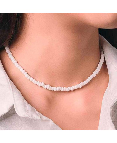 Boho Choker Beaded Necklace Chain Dainty Necklaces Jewelry for Women and Girls (White) $9.55 Chokers