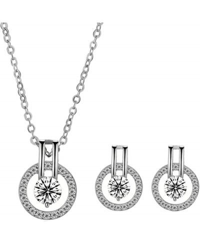 14K Gold Plated Halo with Solitaire Simulated-Diamond Necklace+Earring Set $8.58 Jewelry Sets