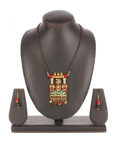 Mangalsutra Indian Jewelry Boho Vintage Antique Ethnic Oxidised Pendant Beaded Necklace Drop Earring Set $19.35 Jewelry Sets