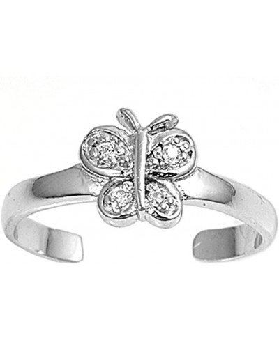 Butterfly Clear Simulated CZ .925 Sterling Silver Toe Ring $10.55 Toe Rings