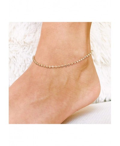 BEMOLY Dainty Gold Anklet 14K Gold Plated Geometry Lucky Evil Eye Cross Star Tassel Cute Tiny Beads CZ Flower Heart Summer An...