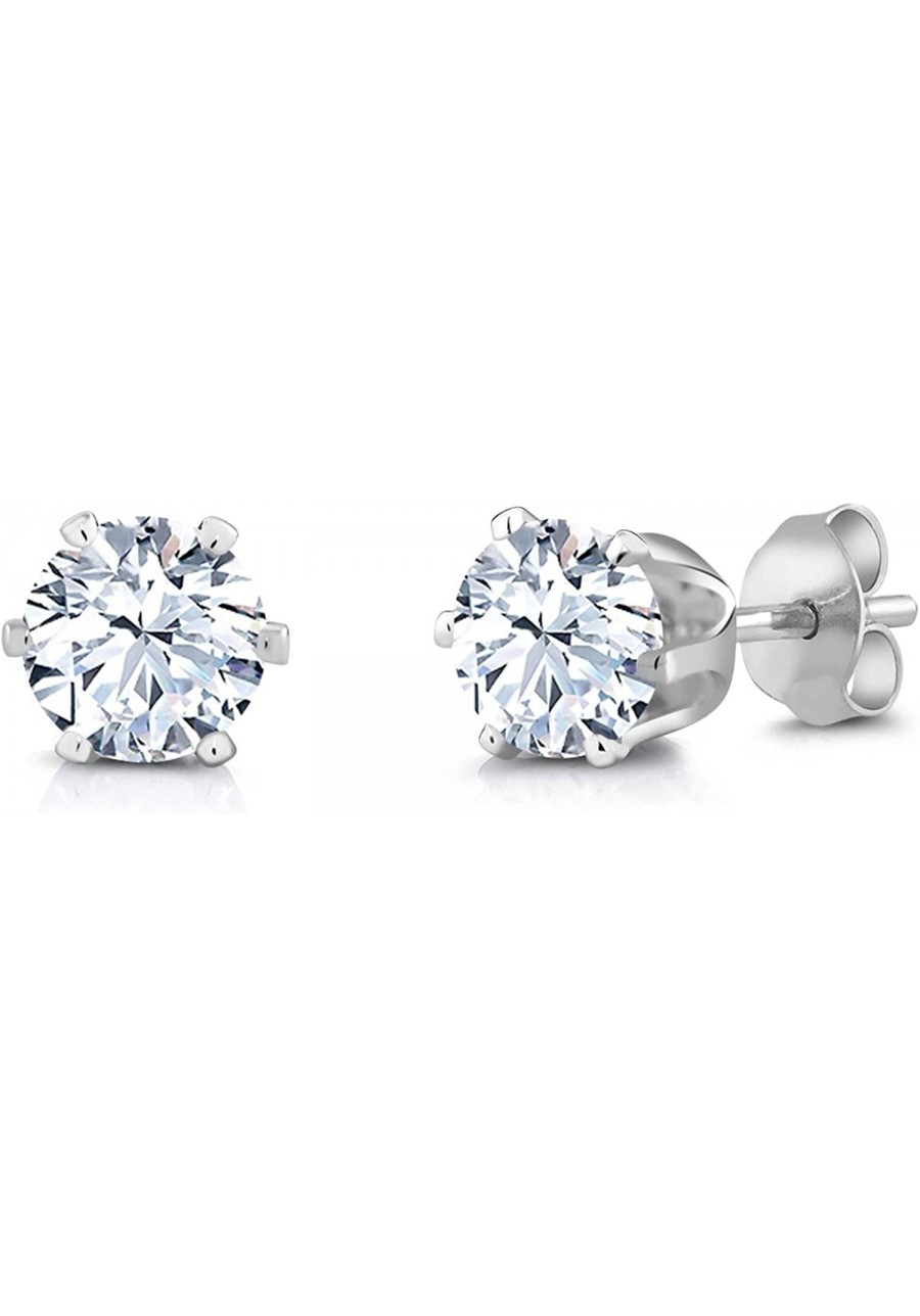 3.00 Ct Cubic Zirconia CZ Round Post With Friction Back Stud Earrings 6MM $9.77 Stud