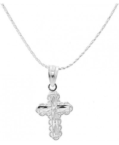 Sterling Silver Small Holy Trinity Budded Cross Pendant on Serpentine Chain Necklace $15.69 Pendants & Coins