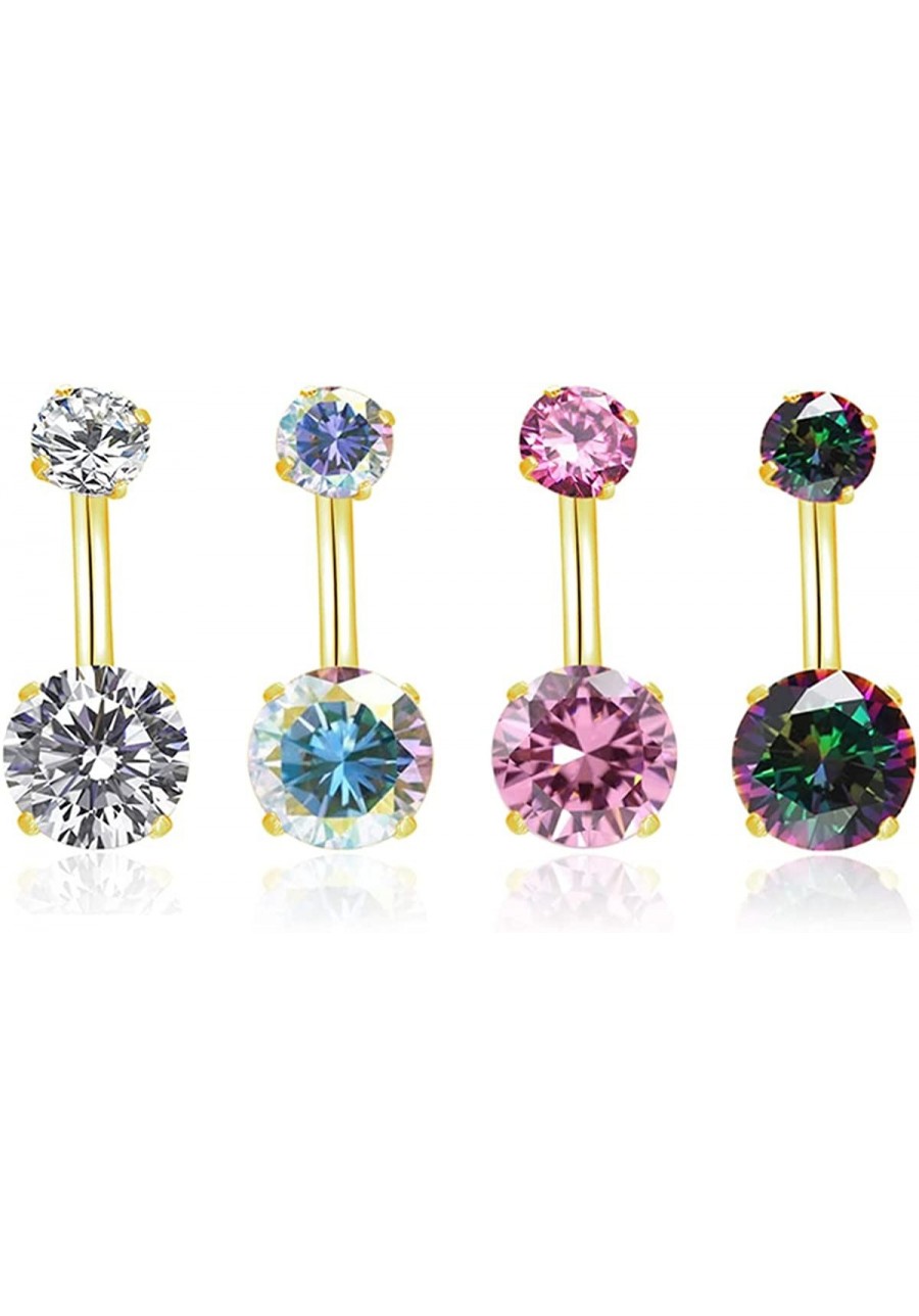 14G Gold Plated 316L Surgical Steel Belly Button Rings Clear CZ Navel Earring Rings Belly Rings Belly Piercing $12.60 Piercin...