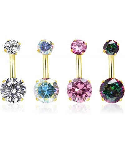 14G Gold Plated 316L Surgical Steel Belly Button Rings Clear CZ Navel Earring Rings Belly Rings Belly Piercing $12.60 Piercin...