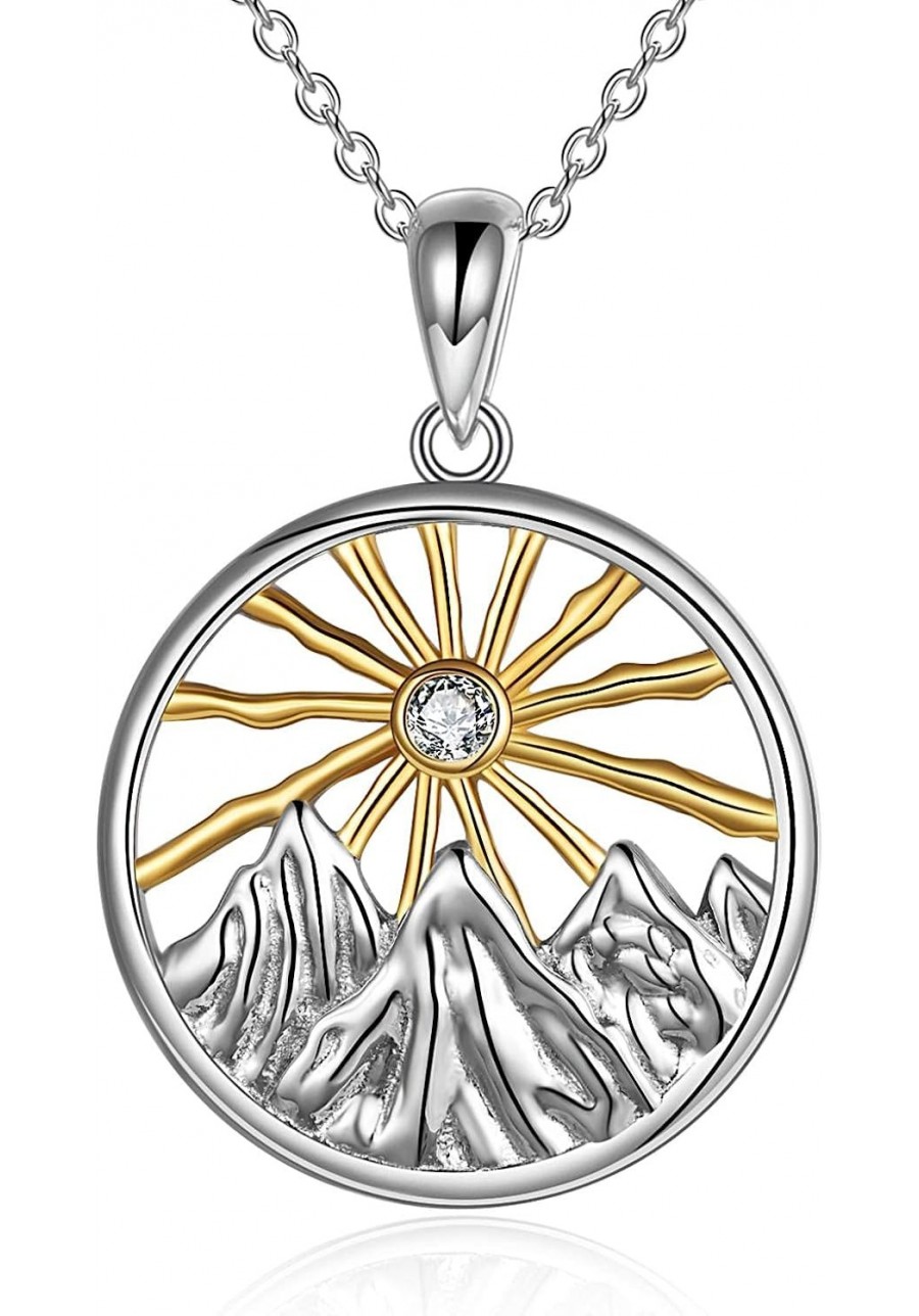 Mountain Necklace Sterling Silver Mountain Pendant Necklace Nature Jewelry Gift for Nature Lovers $33.27 Pendant Necklaces