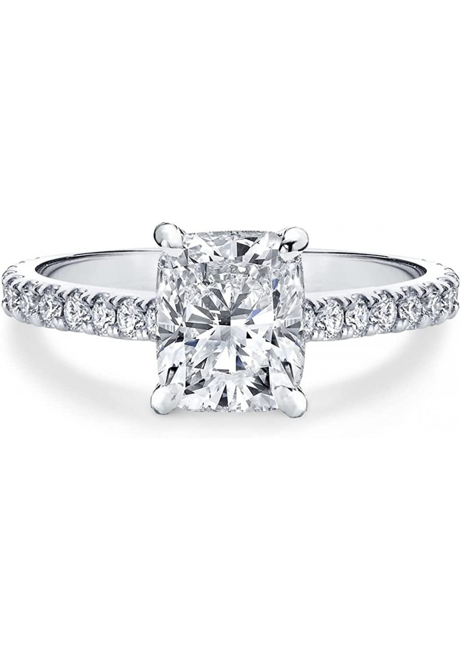 2ct Cushion Cut Cubic Zirconia Engagement Rings for Women Platinum Plated Sterling Silver $27.87 Engagement Rings