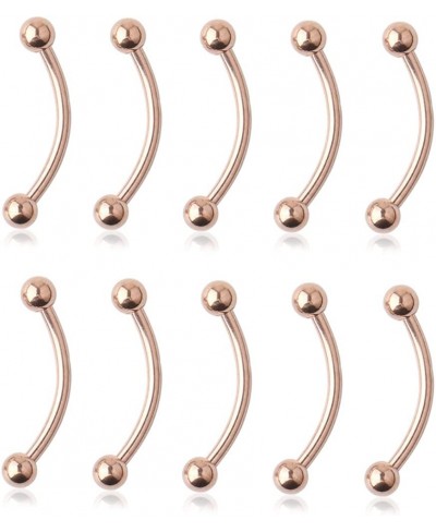 Lot of 10 Rose Gold Plated Eyebrow Piercing Jewelry Curved Barbell with Ball Kit Eyebrow Tragus Lip Ring 16g 16 Gauge 12mm $9...