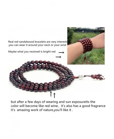 108 Prayer Beads Bracelet Wooden Sandalwood Beads Meditation Yoga Beads Relieve Anxiety Wooden Beads Necklace Red Beads Neckl...