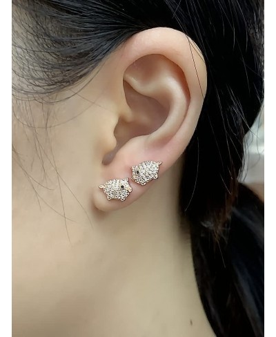 Crystal Pig Stud Earrings for Women Teen Girls 925 Sterling Silver Pave CZ Small Cute Animal Piggy Studs Post Nickel Free Jew...