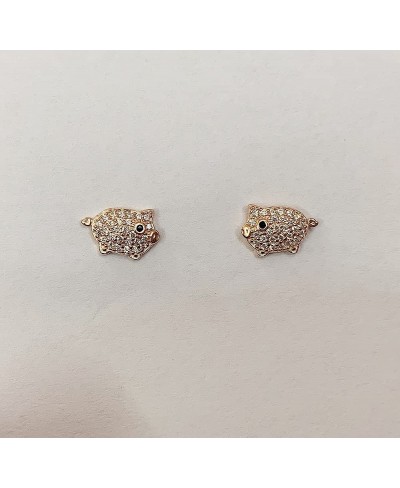 Crystal Pig Stud Earrings for Women Teen Girls 925 Sterling Silver Pave CZ Small Cute Animal Piggy Studs Post Nickel Free Jew...