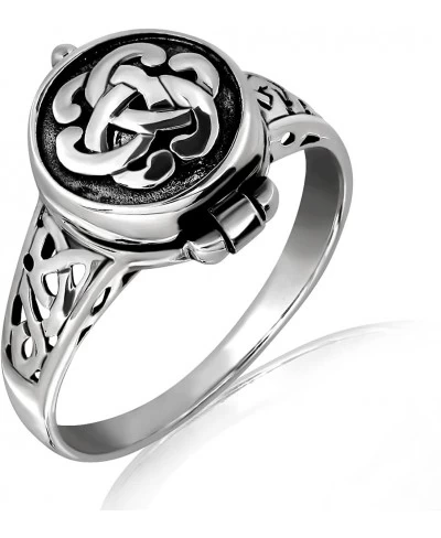 925 Sterling Silver Round Irish Celtic Knot Poison Locket Ring $23.91 Lockets