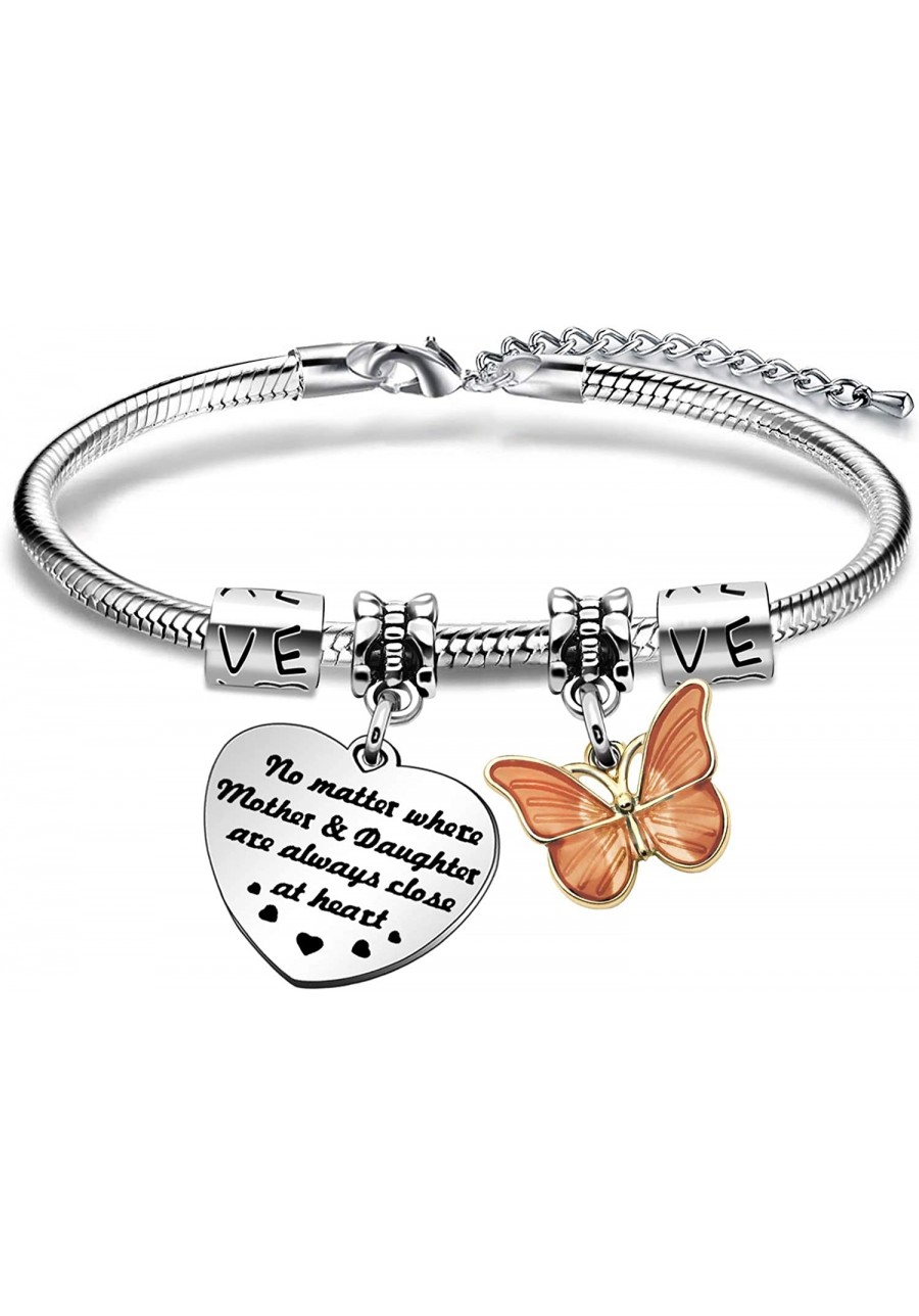 Women Bangle Mom Daughter Matching Bracelets Butterfly Distance Family Love Gift Christmas Birthday Jewelry $10.04 Bangle