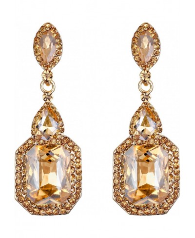 Women's Wedding Bridal Crystal Emerald Cut Infinity Figure 8 Chandelier Clip-On Dangle Earrings $14.04 Clip-Ons