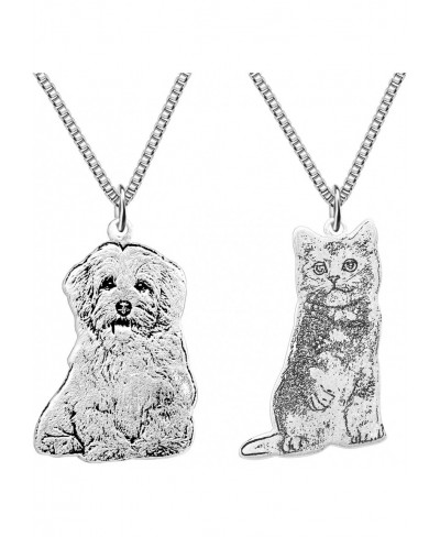 Personalized Photo Necklace Custom Pendant Necklace 925 Sterling Silver Dog Cat Family Engraved Necklaces for Woman $45.80 Je...