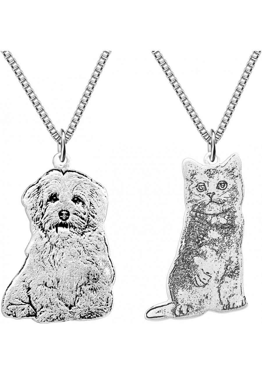 Personalized Photo Necklace Custom Pendant Necklace 925 Sterling Silver Dog Cat Family Engraved Necklaces for Woman $45.80 Je...