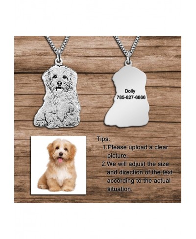 Personalized Photo Necklace Custom Pendant Necklace 925 Sterling Silver Dog Cat Family Engraved Necklaces for Woman $45.80 Je...