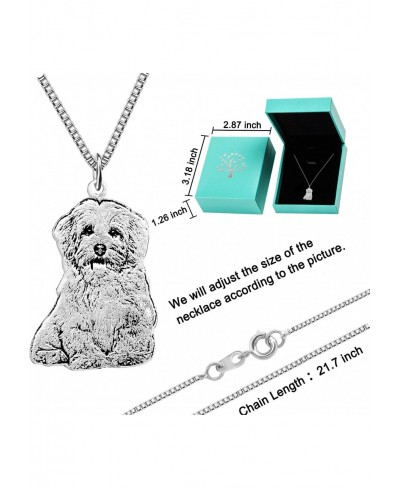 Personalized Photo Necklace Custom Pendant Necklace 925 Sterling Silver Dog Cat Family Engraved Necklaces for Woman $45.80 Je...