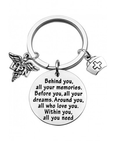 LPN Gift LPN Graduation Gifts Behind You All Memories Keychain Licensed Practical Nurse Gifts $16.53 Pendants & Coins