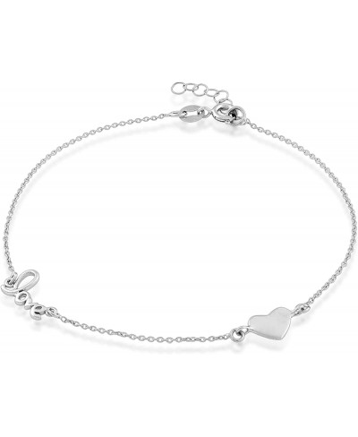 925 Sterling Silver Italian 9" + 1" Extension "Love" and Heart Anklet … $29.66 Anklets