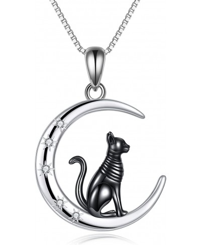 Fox/Cat Necklace for Women S925 Sterling Silver Dainty Moon and Star Jewelry Cute Pet Necklace Cat Lover Birthday Gift for Da...