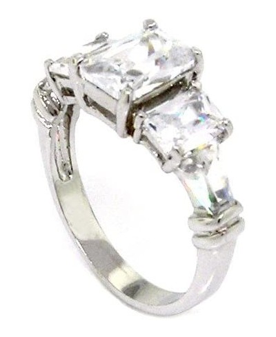Classic Engagement Ring w/Rectangular Radiant White CZs $12.93 Engagement Rings