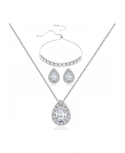 Silver Bridesmaid Necklace Earrings Bracelet Jewelry Gifts Set of 6 $57.85 Jewelry Sets