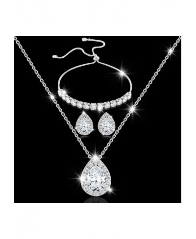 Silver Bridesmaid Necklace Earrings Bracelet Jewelry Gifts Set of 6 $57.85 Jewelry Sets