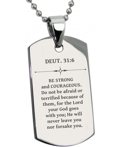 Stainless Steel Be Strong and Courageous Deuteronomy 31 - 6 Dog Tag Pendant Necklace $16.16 Pendants & Coins