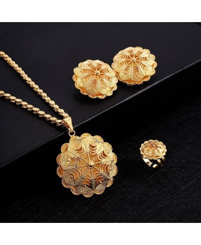 18K Gold Plated Big Size Jewelry Sets for Ethiopian Habesha Women Wedding Party Jewelry $32.05 Jewelry Sets