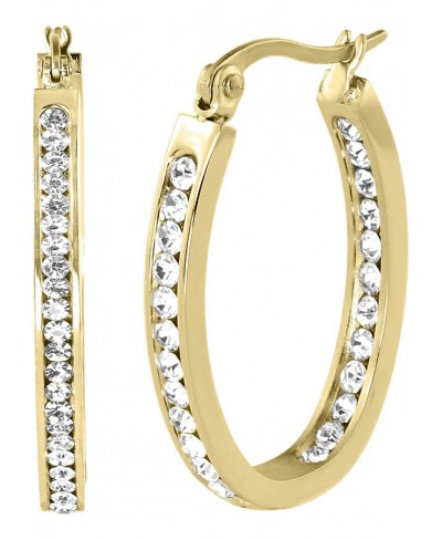 Yellow 1" Oval Inside/Outside Hoop Earrings $12.08 Hoop