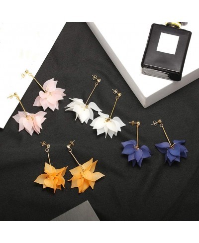 Women Flower Petals Pendant Long Tassel Rhinestone Stud Earrings Jewelry Gift- Sapphire Blue $6.15 Jewelry Sets