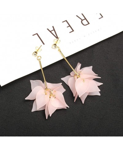 Women Flower Petals Pendant Long Tassel Rhinestone Stud Earrings Jewelry Gift- Sapphire Blue $6.15 Jewelry Sets