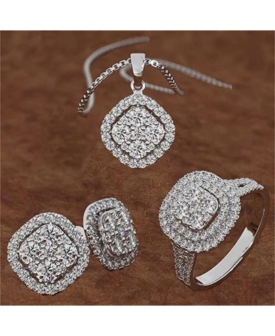 Diamond Rings Necklace Earring Sets for Women Rhinestones Zircon Engagement Jewelry Set Wedding Gifts $7.08 Jewelry Sets