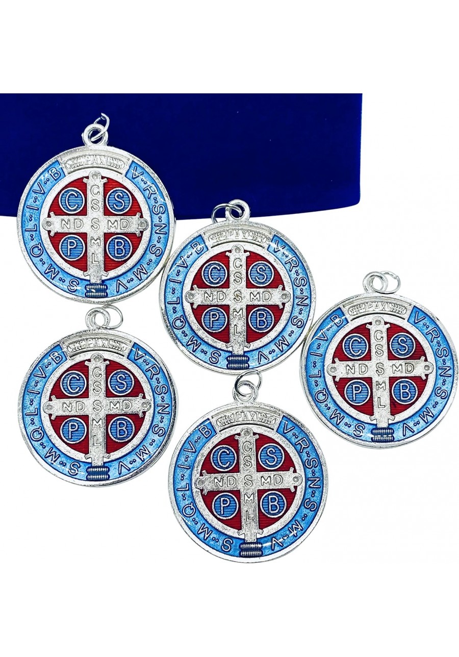 St Benedict Epoxy Medal Set of 5 with Blue Gift Bag $13.10 Pendant Necklaces