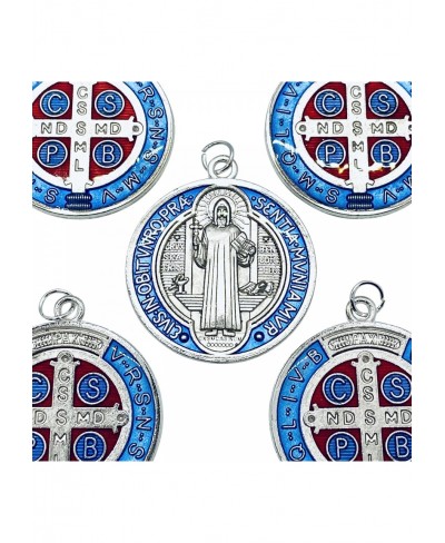 St Benedict Epoxy Medal Set of 5 with Blue Gift Bag $13.10 Pendant Necklaces