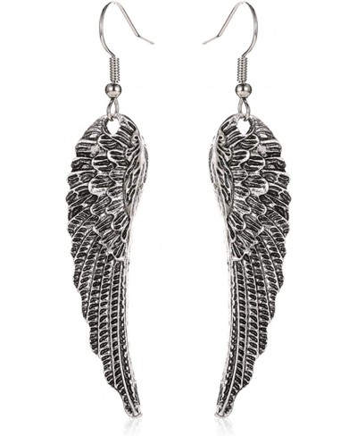 Angel Wing Earrings for Women Girls Unique Antique Silver Plated Fairy Feather Guardian Dangle Drop Hook Earrings Jewelry $10...