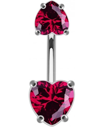 Big and Small Heart CZ Stone 925 Sterling Silver Double Side Belly Button Ring Jewelry $17.26 Piercing Jewelry