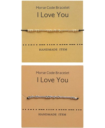 2Pcs Inspirational Morse Code Wrap Strand Rope Beaded Adjustable Bracelets for Women Girl Men Funny Mantra Christmas Birthday...