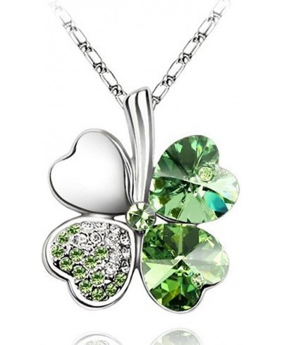 Fashion Crystal Clover Jewelry Set White K Plated Necklace Bracelet Earrings Brooch Pin(11 Colors) $15.24 Jewelry Sets