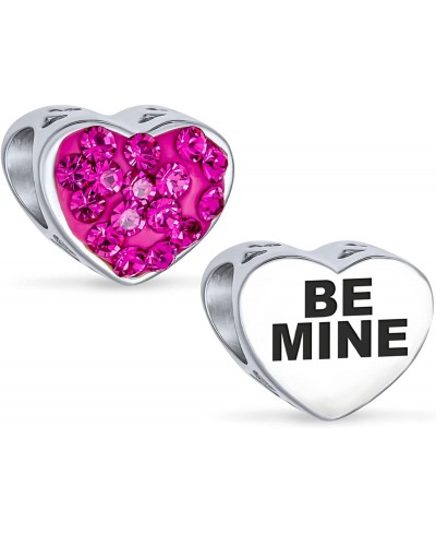 I love You Princess Pink Crystal Heart Charm Bead For Women For Teen 925 Sterling Silver Fits European Charm Bracelet $18.96 ...