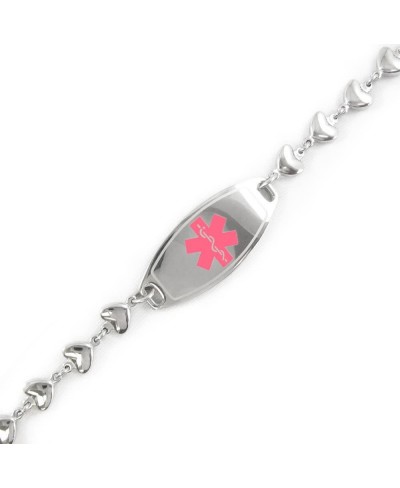 Pre-Engraved & Customizable Juvenile Arthritis ID Medical Alert Bracelet 6mm Heart Chain (Pink) $43.35 Identification