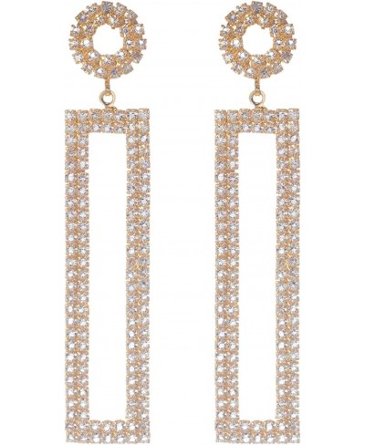 14K Gold Plated Rhinestone Long Drop Earrings Geometric Rectangle Hypoallergenic Jewelry Gift for Women Girls Z19002G $14.28 ...