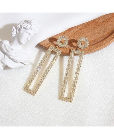 14K Gold Plated Rhinestone Long Drop Earrings Geometric Rectangle Hypoallergenic Jewelry Gift for Women Girls Z19002G $14.28 ...