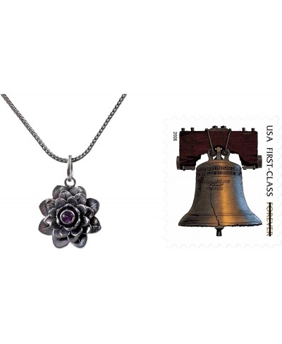 Sterling Silver and Amethyst Hand Made Flower Pendant Necklace 17" Sacred Lilac Lotus' $42.86 Pendant Necklaces